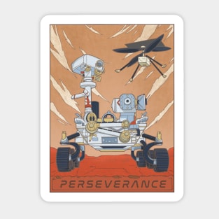 Mars Rover Perseverance and Ingenuity Helicopter Illustration Sticker